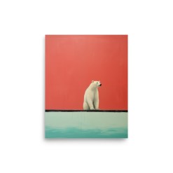 Polar Bear Wall Art | Pink Minimal Background Poster