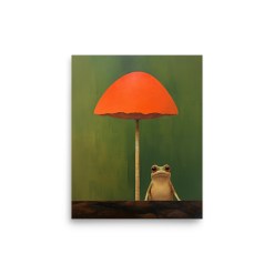 Frog & Mushroom Wall Art | Minimal Background Poster