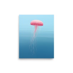 Pink Jellyfish Wall Art | Minimal Background Poster