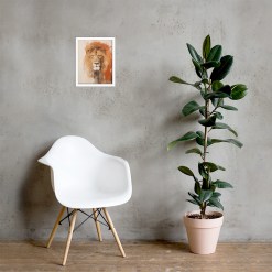 Lion Wall Art White Frame
